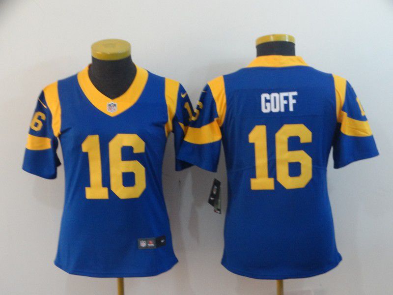 Women Los Angeles Rams #16 Goff Blue Nike Vapor Untouchable Limited Player NFL Jerseys->women nfl jersey->Women Jersey